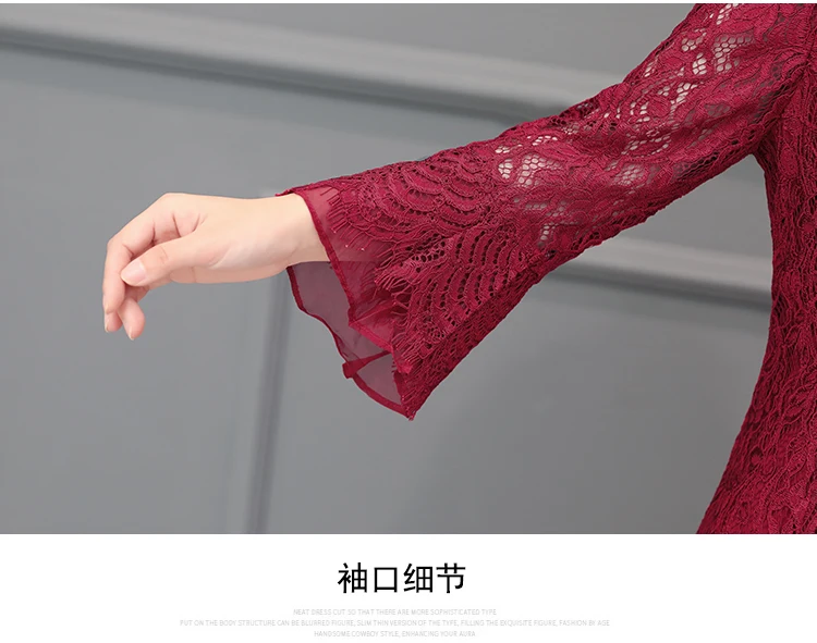 1909 Dress Women Plus Size 4XL Elegant Vintage Long Flare Sleeve Lace Dress Women Spring Autumn Maxi Long Dress Vestidos Mujer 6