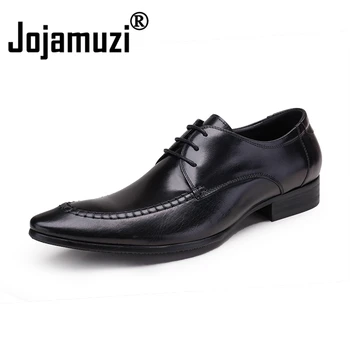 

Designer Office Real Leather Derby Shoes Men England Style Pointed Toe Buckle Formal Footwear Casual Party Dress Sapato Social