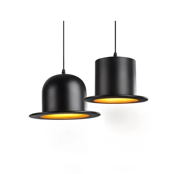 

Modern LED E27 Kitchen Dining & Bar Pendant Lights Balck Pendant Lamp England Hat Lamp Coffeeshop Bar Bedroom Luminaire Fixtures