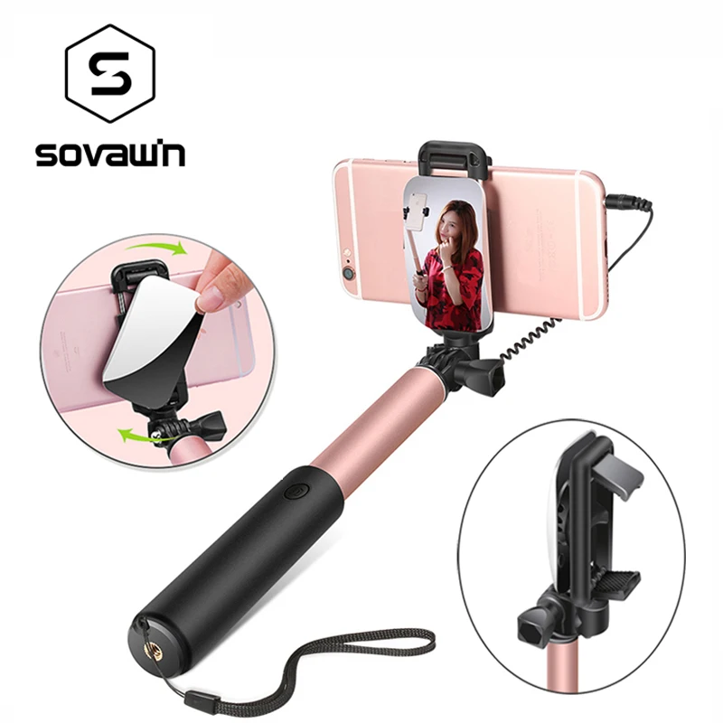 Mobile Selfie Stick Mirror Tripod Folding Monopod Extendable Aluminum