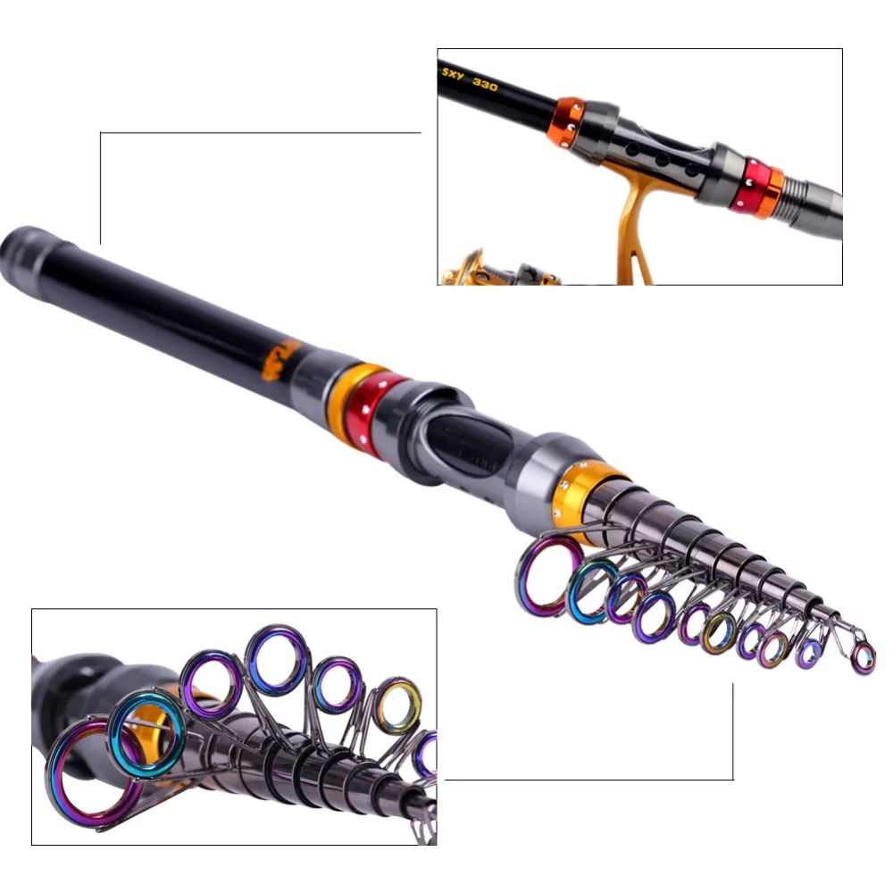 Vara de Pesca Telescópica em Branco Hastes de Fiação Equipamento de Pesca Vara de Mar Sougayilang Carbono m Portátil Pesca Mão Peixe 99% 1.8 M-3.6 20 de fiação pesca mão peixe equipamento de pesca vara de mar