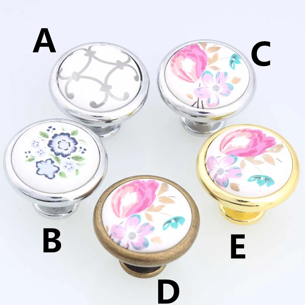32mm silver gold drawer knobs pulls bronze dresser door handles knobs rural ceramic