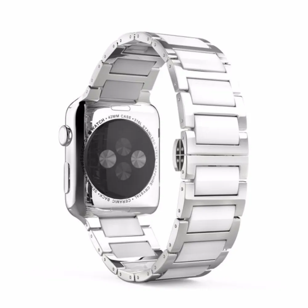 

For Apple Watch Series 4 3 2 1 Ceramic With Stainless Steel Watchband Bracelet Strap 38mm/42mm/40mm/44mm