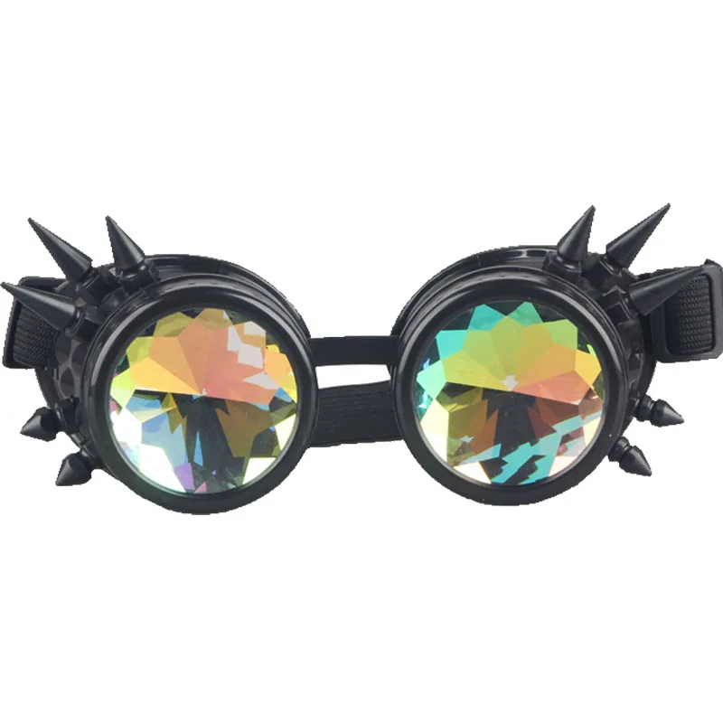 C. F. Очки Новое поступление модные готические панк ретро сварочные очки заклепки круглые 9 цветов рамка линза калейдоскопа для косплея Вечерние - Цвет линз: B