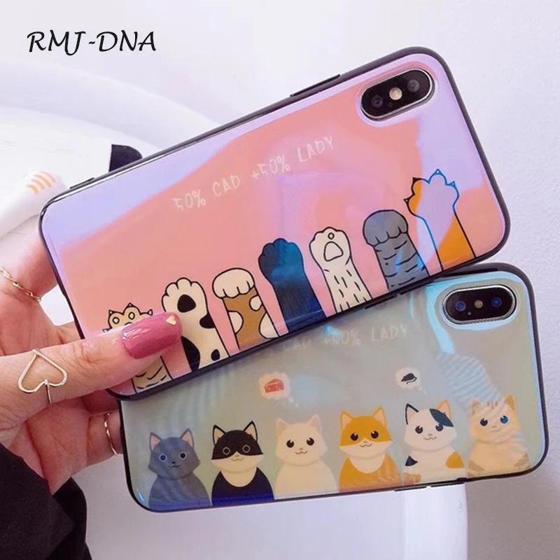 RMJ-DNA Кот кошачий коготь чехол для телефона iPhone X case розовый ТПУ Мягкий силиконовый