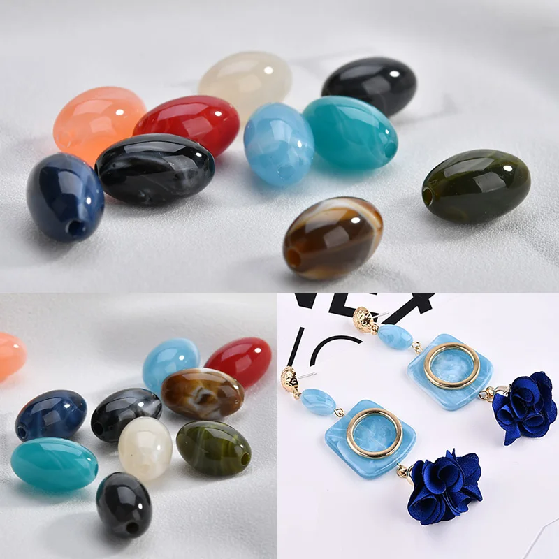 

Wholesale 100pcs 14*8MM Colorful Resin Oval Round Loose Jewelry Beads DIY Jewelry Findings Ornament Accessories Earring Beads