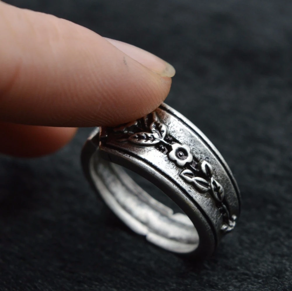 1pc Handmade Vintage Silver Floral Spoon Ring Adjustable R 06 Spoon Rings Ring Adjustablevintage Silver Aliexpress