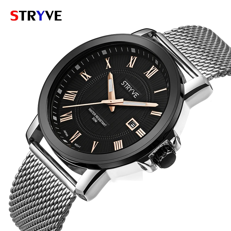 

STRYVE Luxury Top Brand 2019 Watch for Man Stainless Steel Wrist Watch Military Causal Simple Watch Meal Date Business Luxury