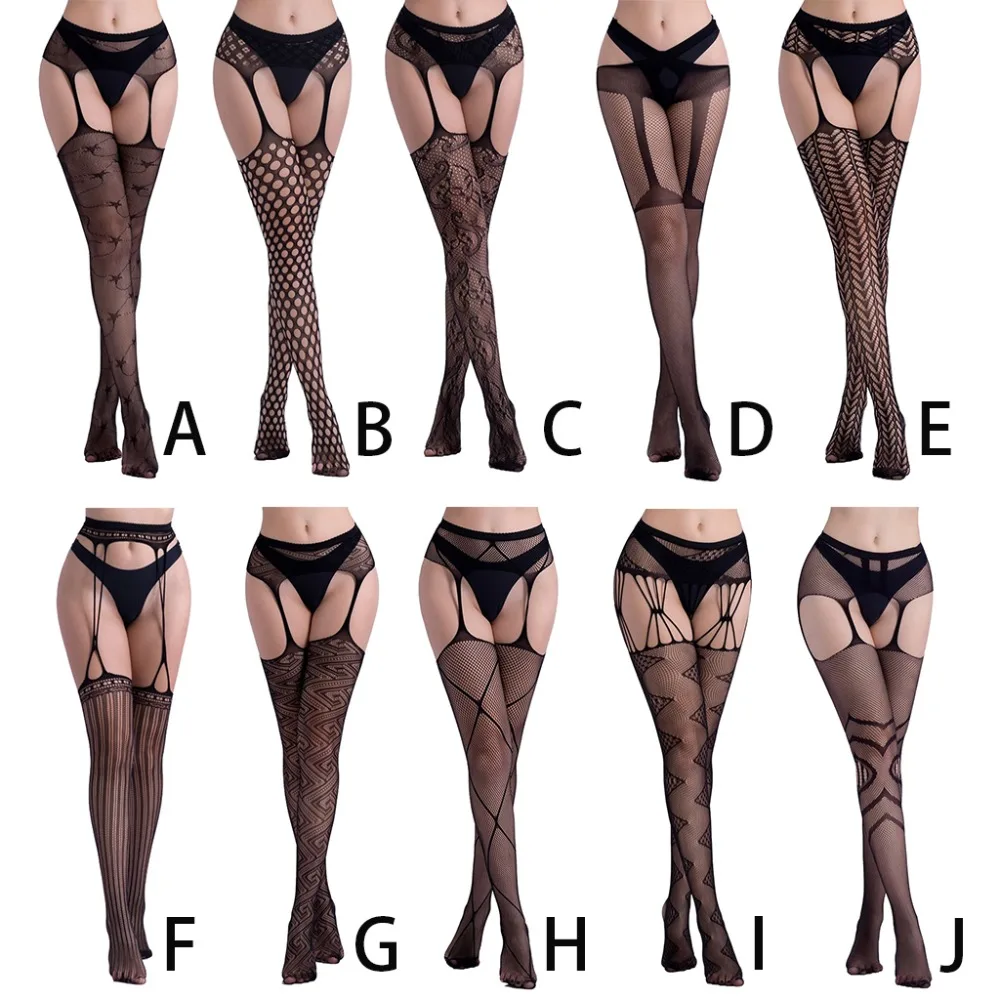 Женские ботинки размера плюс пикантные Высокая Талия ажурные колготки с