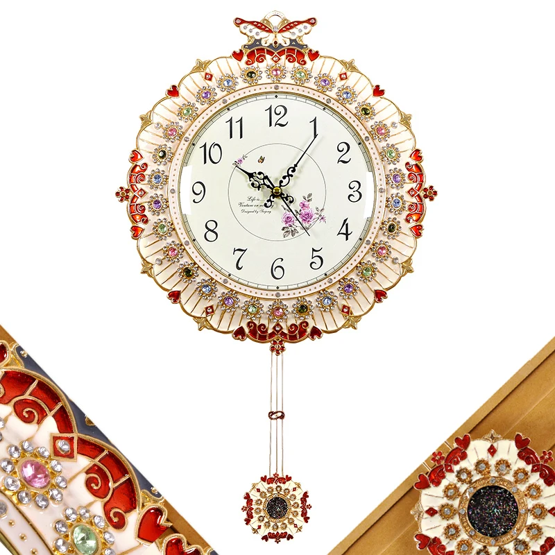 Han edition luxury fashion wall clock sitting room quiet creative large modern metal decoration