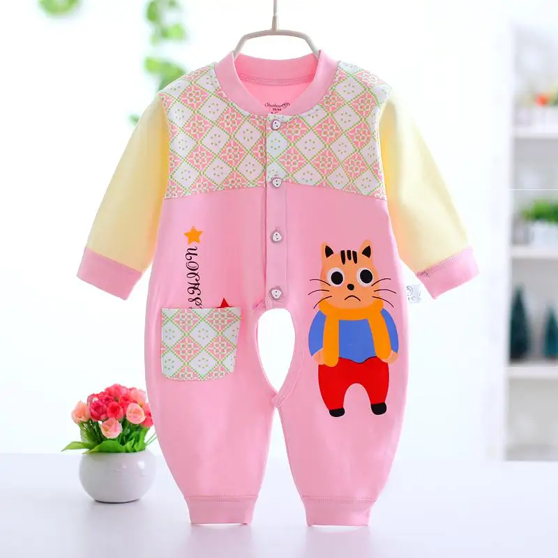 Цельная Одежда для новорожденных 0-3-6 месяцев, осенняя и зимняя одежда для малышей, сохраняющая тепло, Весенняя и осенняя хлопковая одежда для малышей - Цвет: Бежевый