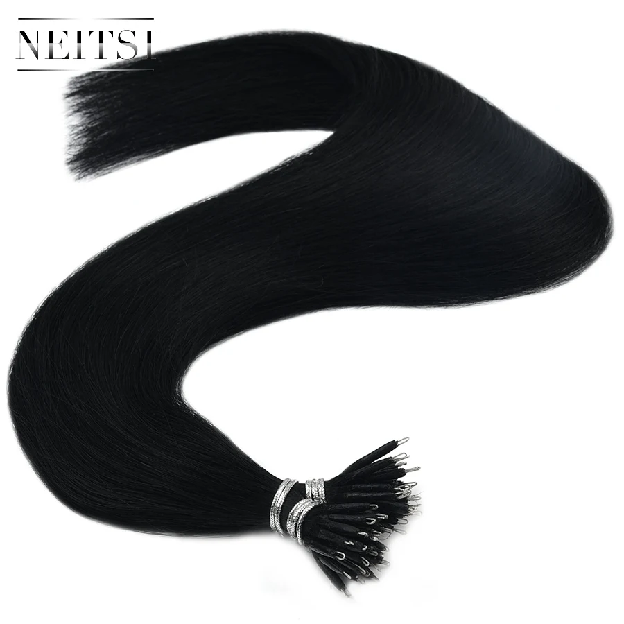 Прямые человеческие волосы для наращивания Neitsi с микро-бусинами, не Реми, нано-звенья, 1" 20" 2", 1,0 г/локон, 50 г, 100 г, блонд, черный, 20 цветов - Цвет: # 1B