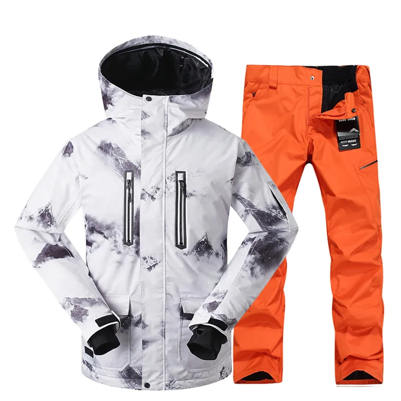 Брендовые зимние костюм Для мужчин Открытый лыжи куртка+ Штаны лыжный Наборы для ухода за кожей утолщаются Термальность водонепроницаемый ветрозащитный сноуборд одежда S- XL - Цвет: 06