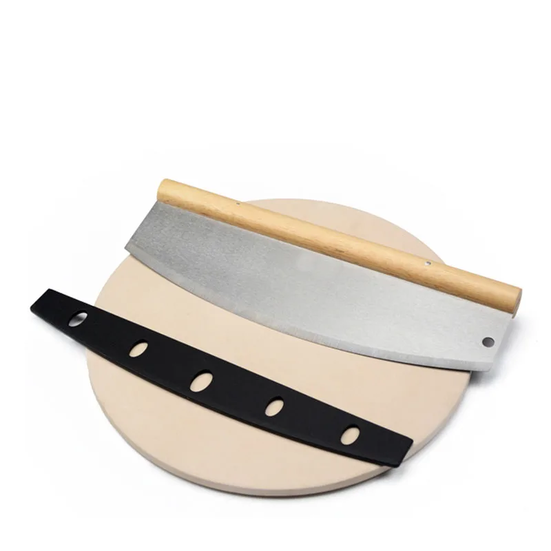 1PCS Pizza Cutter 35Cm Knife For Pizza Wood Handle Pizza Tools With