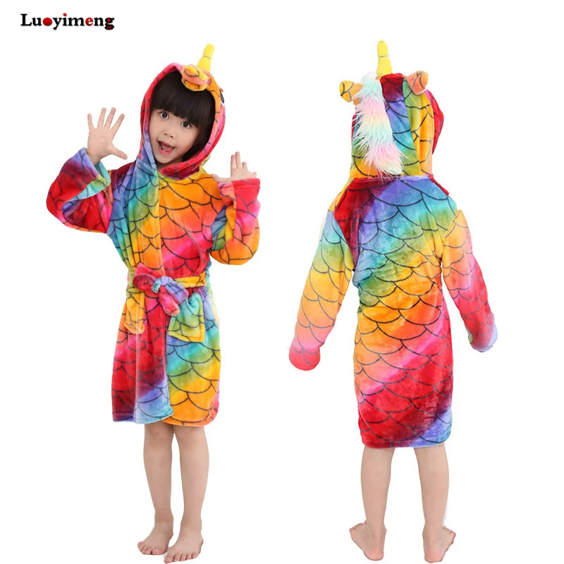 

Retail Baby Animal Bathrobe For Boys and Girls Unicorn Hooded Towel Beach Kids Bath Robes Sleepwear Children Clothes Towel Robe