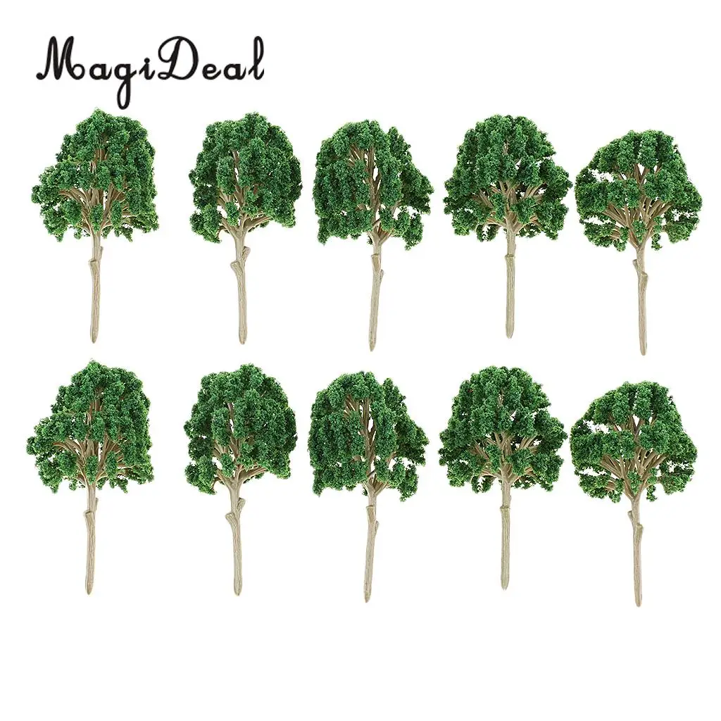 MagiDeal 10Pcs Sand Table Model Building Scale Tree Plant Miniature for Tailway Tailroad Train Track Park Garden Scenery Toys