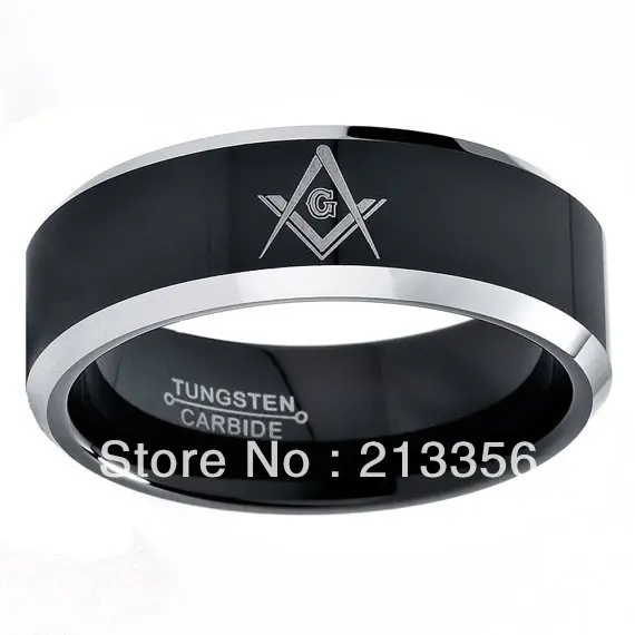 

3PCS/LOT WHOLESALE CHEAP PRICE Mens Tungsten Carbide Wedding Band Ring Freemason Masonic High Polished Beveled Edges Comfort Fit