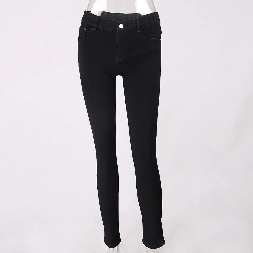 Bazaleas, женские джинсы, Стрейчевые узкие брюки-карандаш, черные повседневные джинсовые женские джинсы