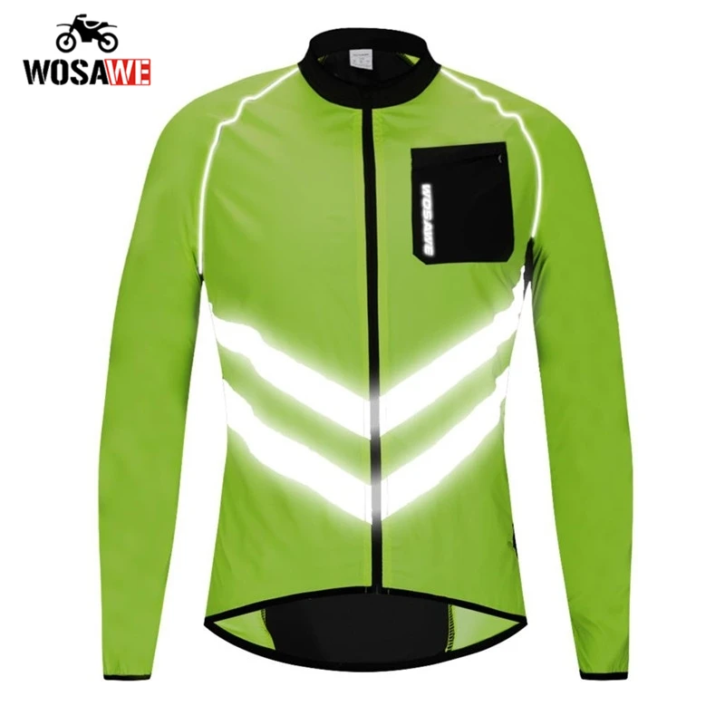 

WOSAWE High visibility Motorcycle Jacket Men's Windbreakers Waterproof Light Weight Safety Motocross Mountain Bike Clothing