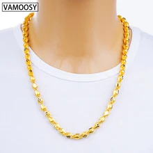 Популярное мужское ожерелье, кубинское ожерелье, витая Цепочка-чокер 60 см, чистое 24 к ожерелье из золотой цепочки для мужчин, Модное Длинное Ожерелье, ювелирное изделие