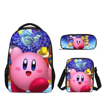 

2020 Cartoon Kirby 3pcs Set Laptop School Backpacks For Teenagers Girls Boys Female Bagpack Sac A Dos Femme Cute Satchel Kids
