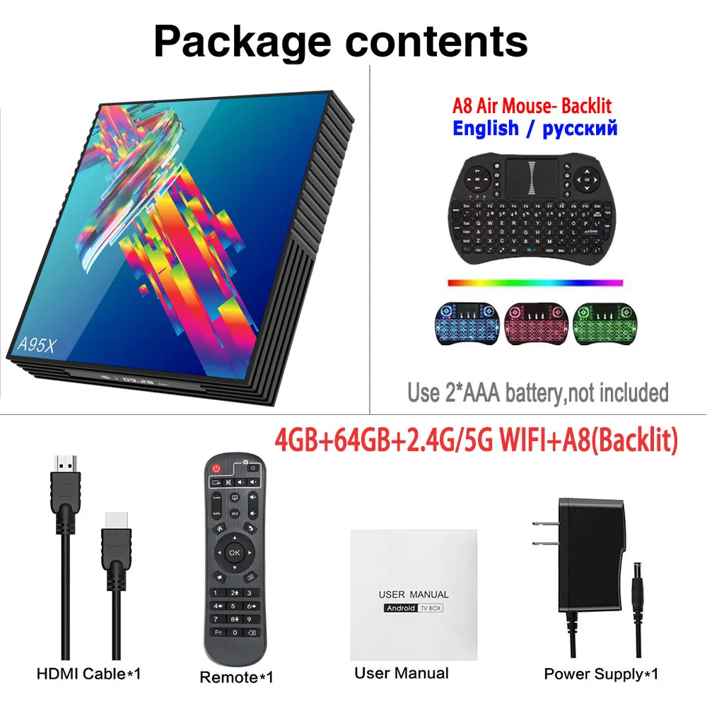 A95X R3 Android Smart tv Box Android 9,0 Rockchip RK3318 2,4G/5G Wifi BT4.0 4GB 64GB Netflix Youtube Android tv Box PK H96 MAX - Цвет: 4GB 64GB A8-backlit