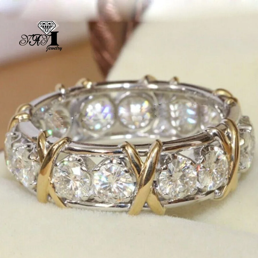 Moissanite ring YaYI Jewelry Princess Cut 3.2 CT White Moissanite Zircon Gold Silver Color Engagement Wedding Party Gift Rings