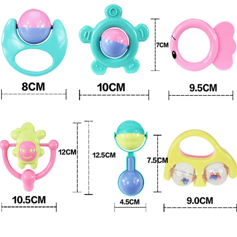 6 шт./компл. Детские грызунки-погремушки детская игрушка для новорожденных колокольчик комбинация игрушки для новорожденных подарок для детей
