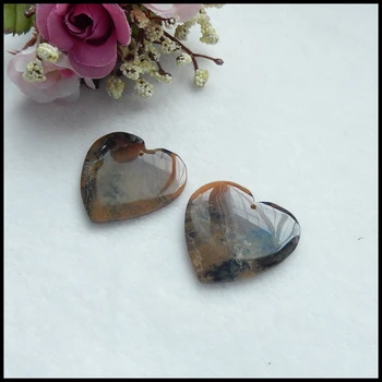 

On Sale!Arborization Opal heart shape fashion woman Earring Beads,30x32x4mm,13.6g