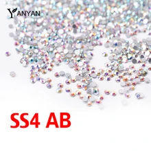 SS4 Crystal ab font b Nail b font Rhinestones 1440pcs lot Flat Back Non Hotfix Glitter