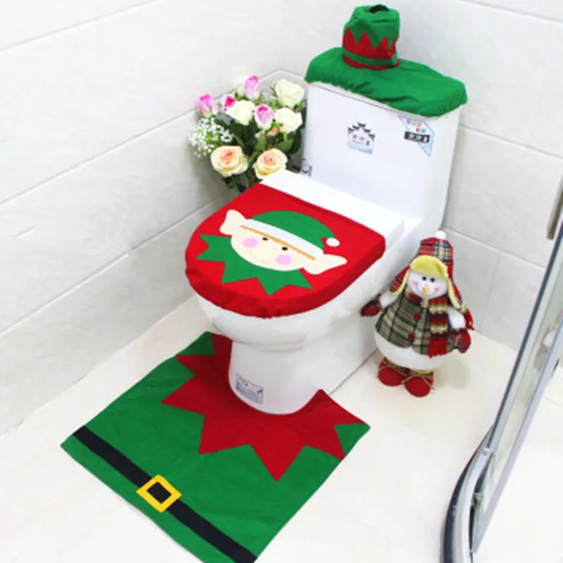 

Santa Claus Snow Man Elk Elf Shaped Rug Seat Bathroom Set Close Stool Cover Contour Rug Chritmas Decoration New Year Party Tool