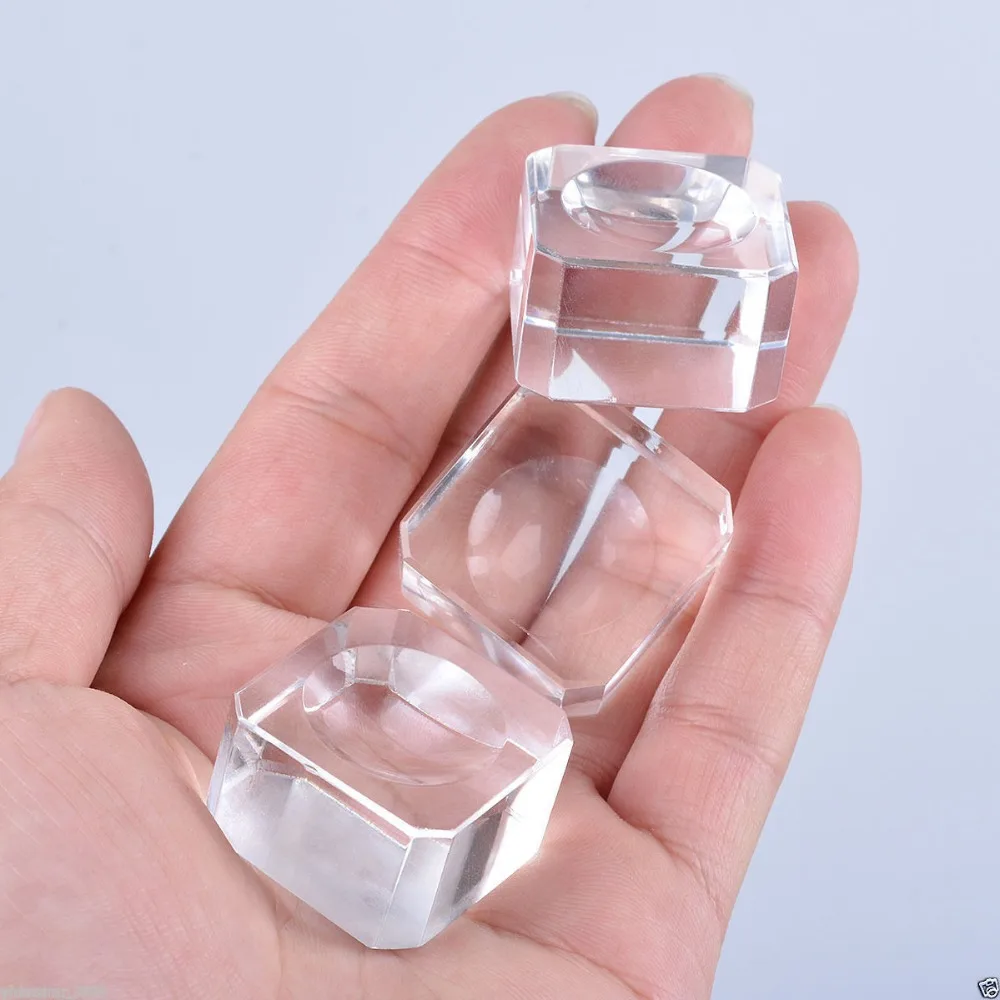 Clear Glass Square Crystal Display Stand Holder For Ball Sphere Globe Stones NEW 