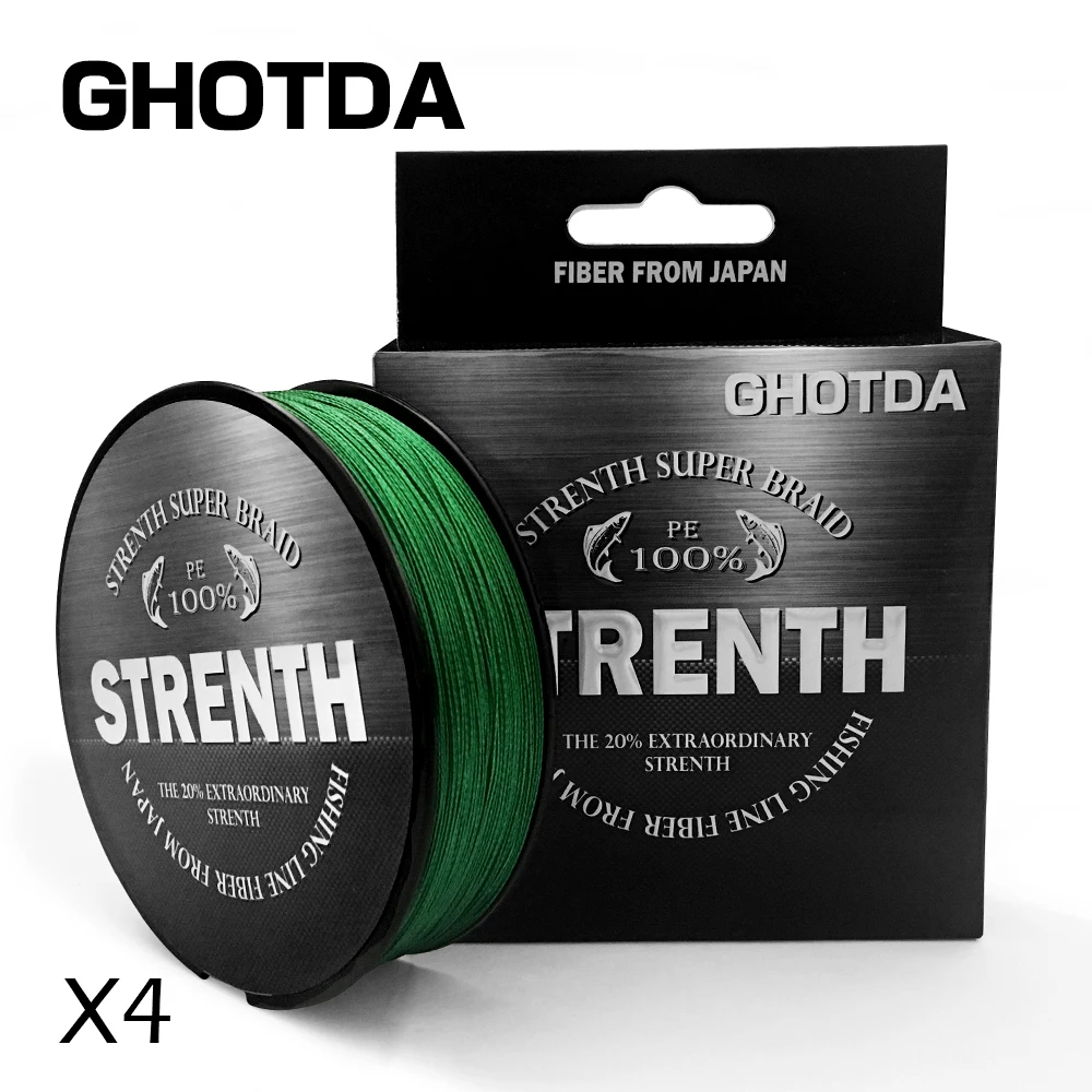 جديد GHOTDA 300 متر مولتيفيلامنت خيط صنارة الصيد 100% PE مضفر 4 خيوط صنارة صيد السمك بذبابة الصيد الصناعية أو منتقدة عيابة الصيد 12-83lb