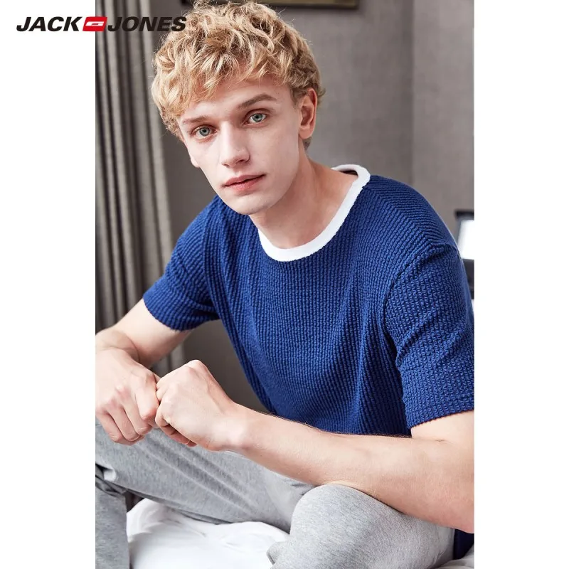 Мужская футболка в полоску JackJones Базовая Трикотажная с короткими рукавами топы