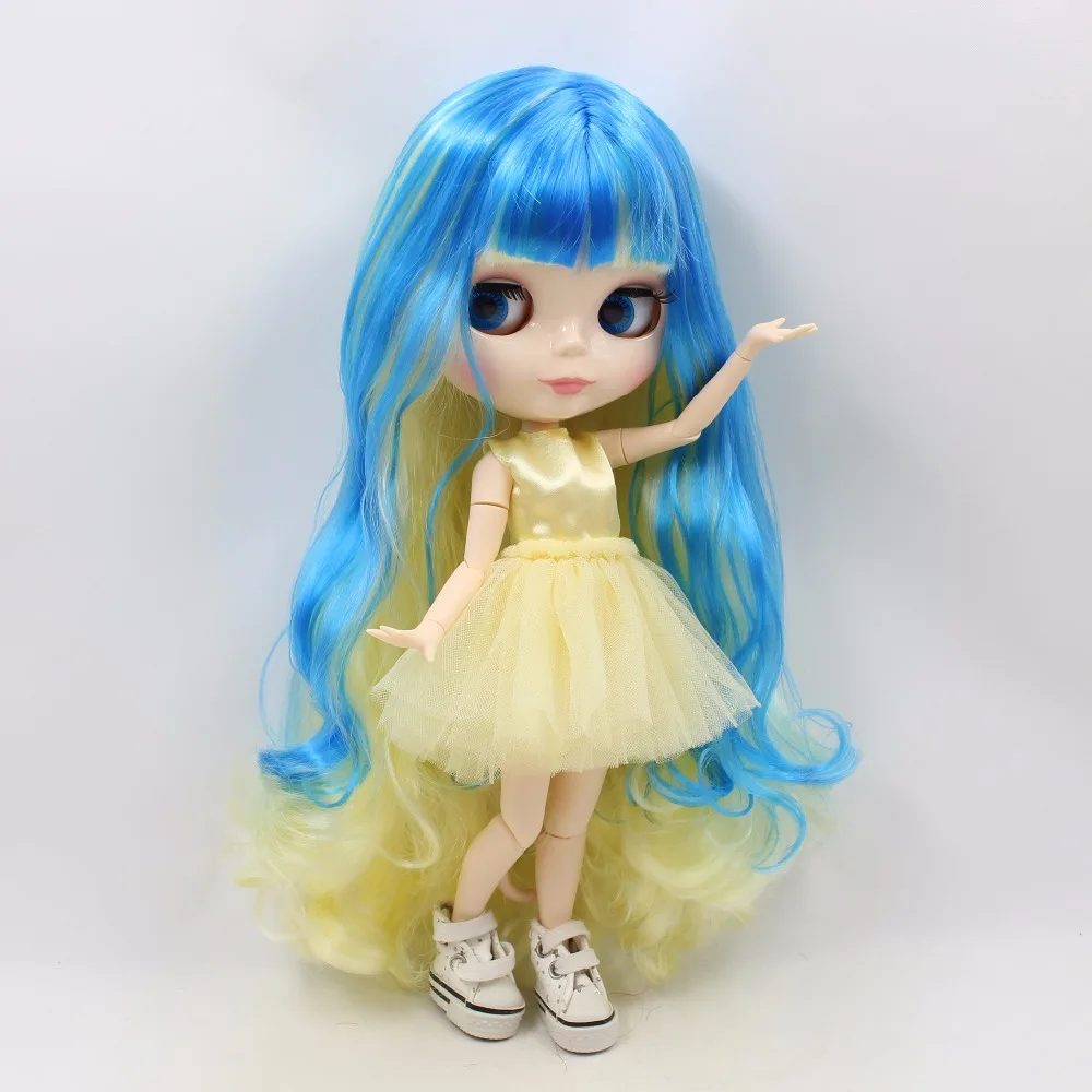 Кукла ICY DBS Blyth шарнирная кукла синий микс желтые волосы белая кожа совместное
