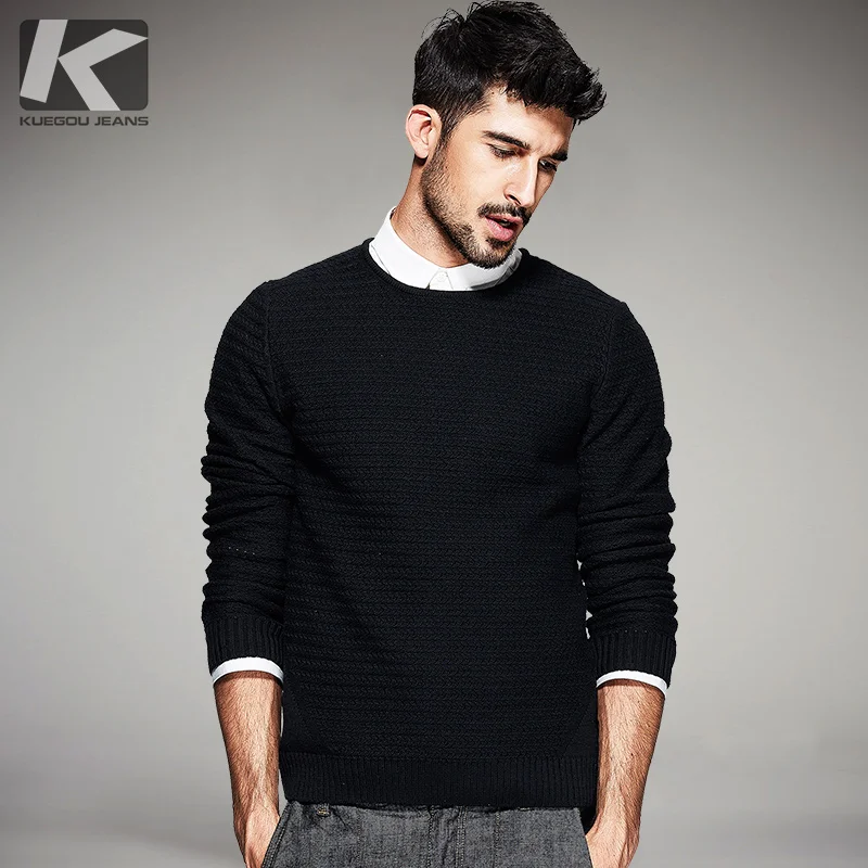 Autumn Mens Casual Sweaters Black Striped Knitted Brand Clothing Man's