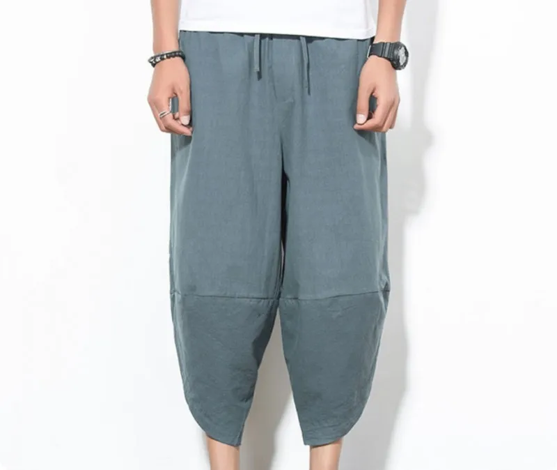 Лето 2019 г. льняные мужские короткие мотобрюки Pantalones Hombre Pantacourt Homme модные заниженным шаговым швом высокое качество свободные брюки для