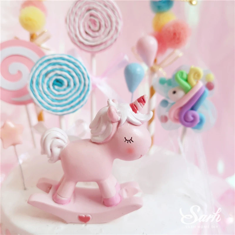 Кисточкой Единорог украшения розовый провод сердце топперы для торта на день рождения счастливый день детей вечерние десерт украшения прекрасные подарки