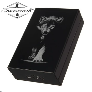 

Personalized Ultra Thin Black Wolf Metal Cigarette Case Boxes Automatic Cigarette Tobacco Holder Storage Case Pocket-case Gifts