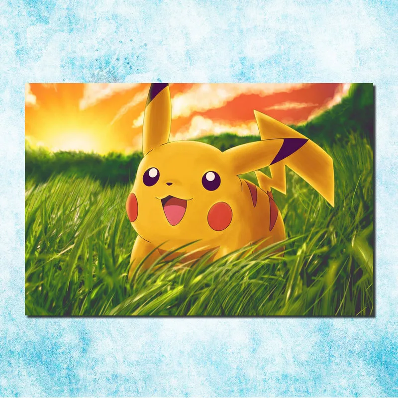 Pikachu Japanese Anime Pokemon Game Silk Canvas Poster 13x20 32x48 inch