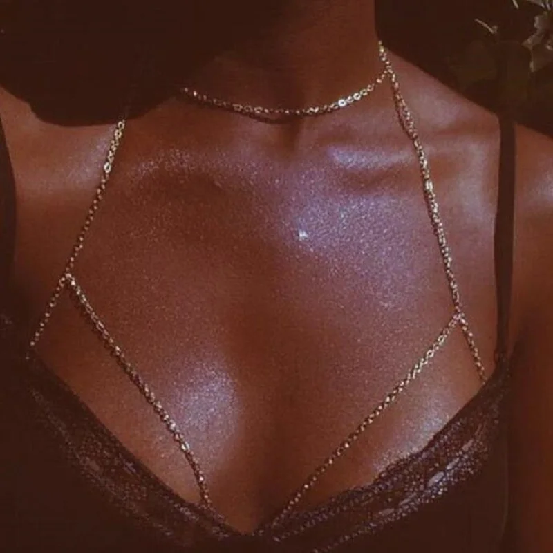 

Fashion Womens Sexy Sequins Bra Bikini Beach Harness Necklace Waist Belly Body Chain Fashion Jewelry