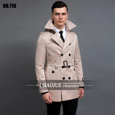 S-6XL Plus Size Double Breasted Black Trench Coat Men Slim Fit Beige Spring Jackets Mens Middle Length Coat Sales