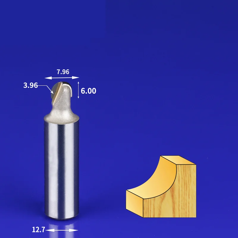 1 шт.-12,7 мм 6,35 мм, ЧПУ Концевая мельница, фрезерный станок по дереву, деревообрабатывающий фрезерный станок, деревообрабатывающий инструмент, 3D Круглый нижний гравировальный станок - Длина режущей кромки: 12.7mm x 7.96mm