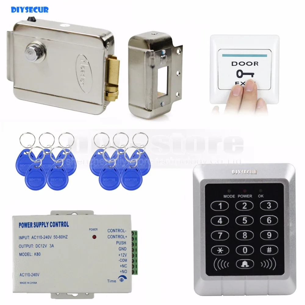

DIYSECUR Full Complete Rfid Card Door Access Control Kit + 10 Free Key Fobs for Office / Home Improvement