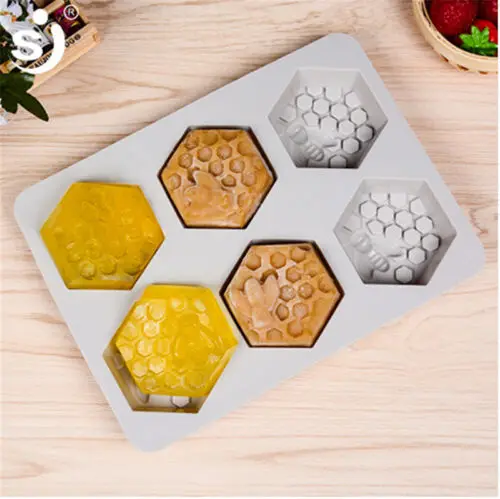 

HONEY BEE SILICONE 6 Hole SOAP RESIN CLAY WAX MOLD Handmade DIY Craft Diamond
