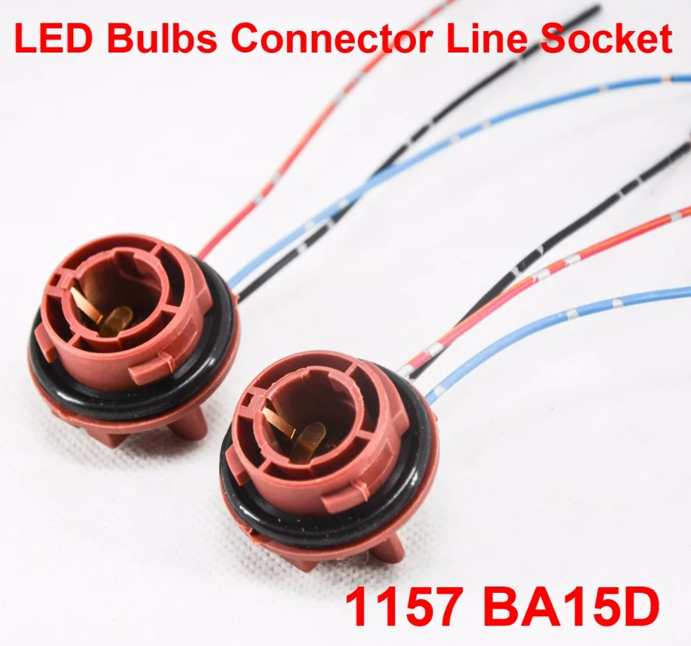 2PCS 1157 BA15D LED Bulbs Holder Socket Wire Connector Extension Turn