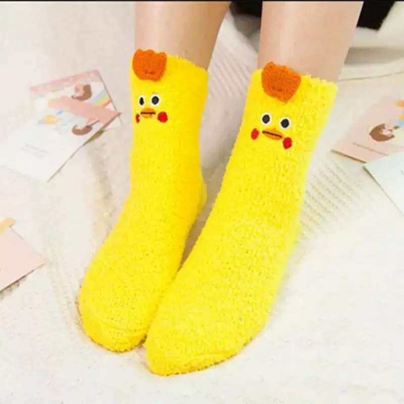 Women Girls Colorful Indoors Fluffy Fuzzy Slipper Socks, 3D Cute