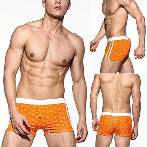 

Men's Sexy Cotton Anchors Printing Briefs Low Rise Open Fly Briefs Underpants