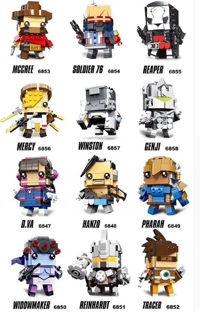 Compatible with 2019 legoly OverWatching OW Brickheadz   Brigitte Genji Mecha D.Va  Building Blocks toys for children