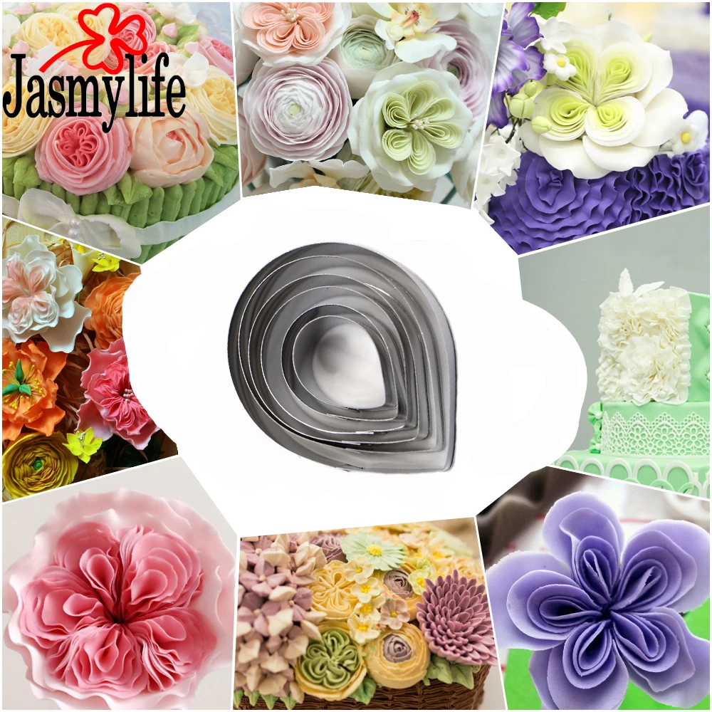 6PCS Floral Flower Cutters Set Stainless Steel Decoration Rose Petal